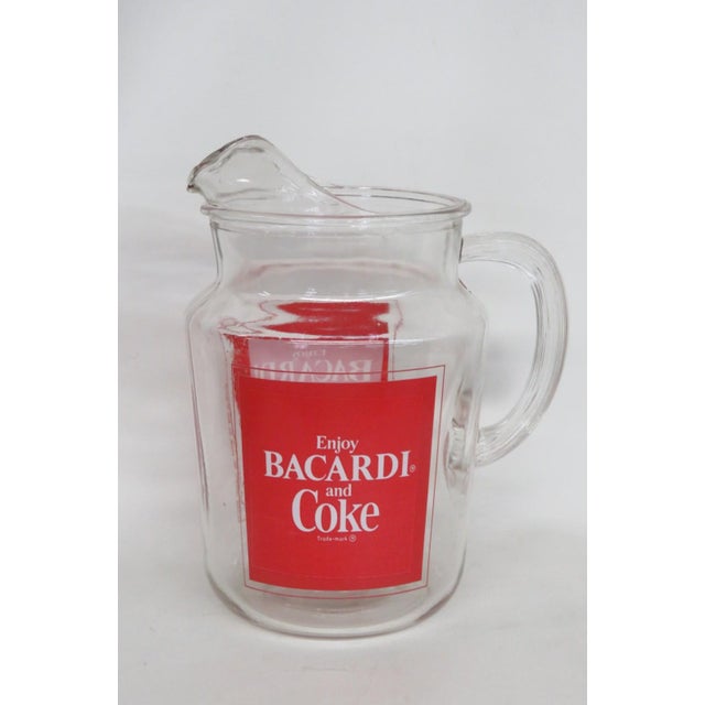1970s Advertising Glass Pitcher for Bacardi Rum and Coca Cola 1970s Promotion For Sale - Image 5 of 14