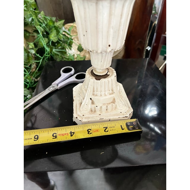 White 1970s Neoclassical Grecian Distressed Urn Table Lamp For Sale - Image 8 of 9