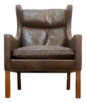 Fredericia Model 2204 Wing Chair in Patinated Leather by Borge Mogensen, 1960s