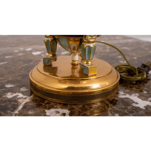 1950s Pair of Dresden Style Urn-Shaped Hand Gilt Porcelain Table Lamps For Sale - Image 9 of 18