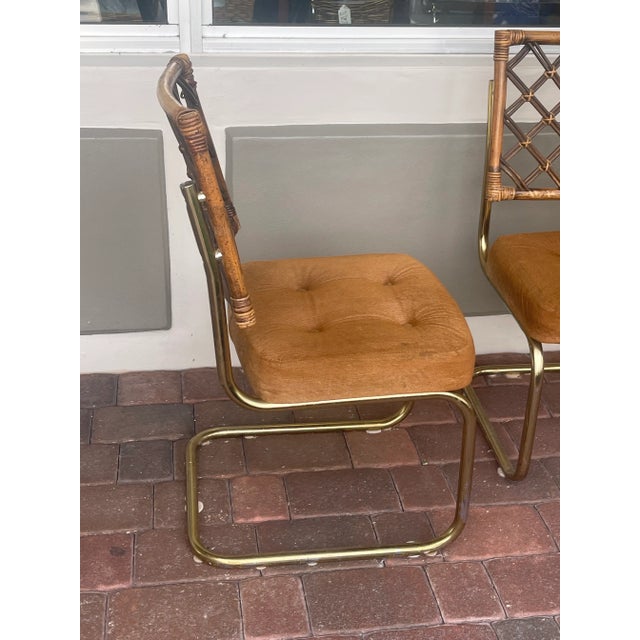 Wood Milo Baughman Bamboo Rattan Dining Chairs Set For Sale - Image 7 of 8
