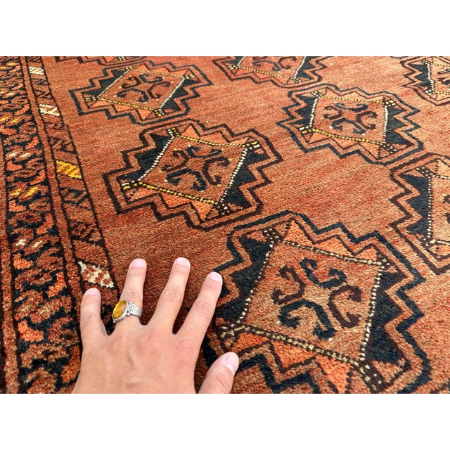 Rust Jowal Gul Hand-Knotted Wool Rug - 6'3" X 3'11" For Sale - Image 6 of 11