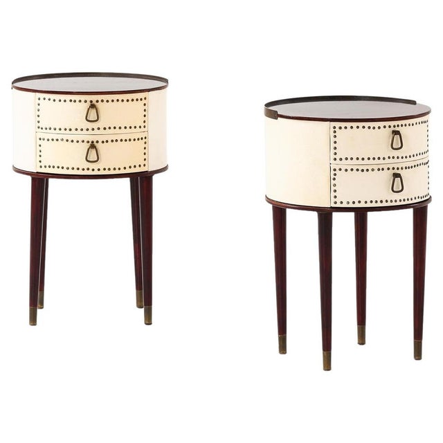 1950s Vintage Bedside Tables in Brass and Mahogany by Halvdan Pettersson, 1950s, Set of 2 For Sale - Image 5 of 5