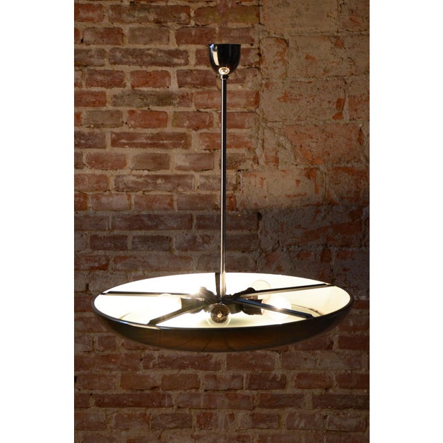 Bauhaus Pendant in Chrome and Glass by J. Hurka for Napako, Czech, 1920s For Sale - Image 12 of 13