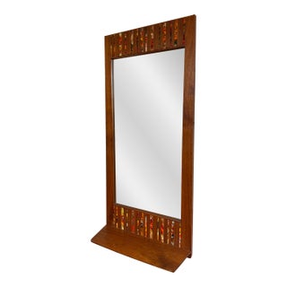 1960s Solid Walnut Mirror by Harris Strong For Sale