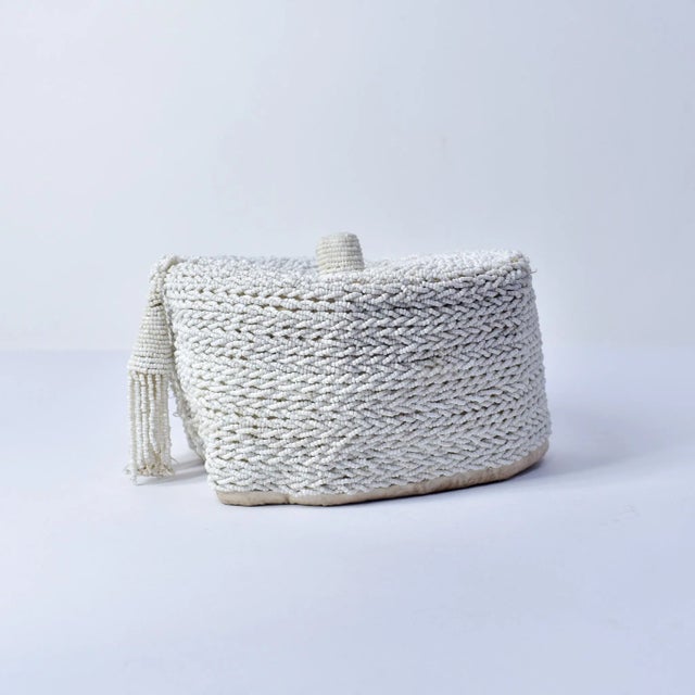 Vintage African White Beaded Hat Nigeria For Sale - Image 13 of 13