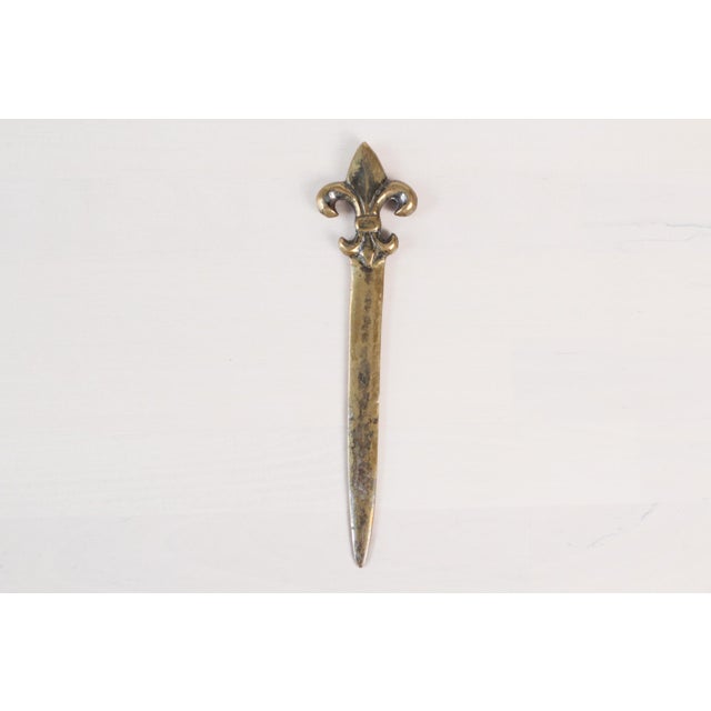 Mid-Century Brass Fleur De Lys Letter Opener For Sale - Image 9 of 10