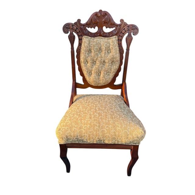 Wood Late 19th Century Victorian Parlor Furniture - Loveseat and 2 Chairs - Set of 3 For Sale - Image 7 of 12