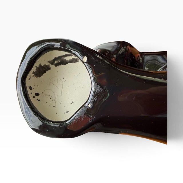 Vintage Glossy Black Ceramic Panther Sculpture With Db Mark For Sale - Image 9 of 9