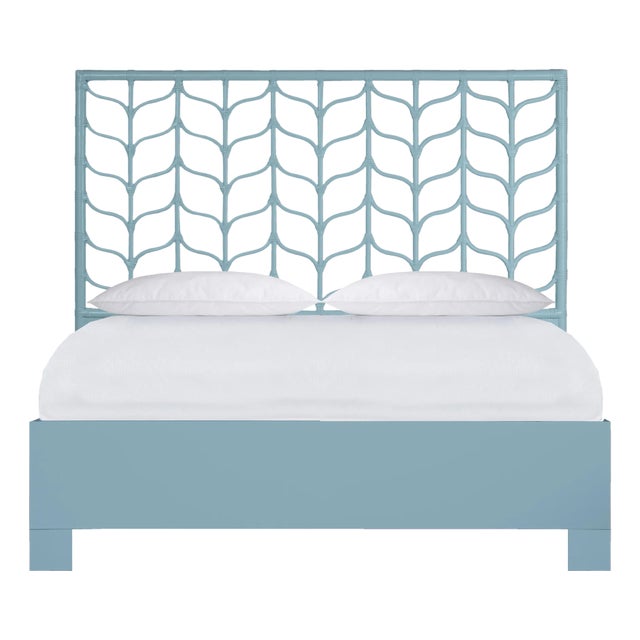 Ivy Platform Bed Queen, Pool Blue For Sale