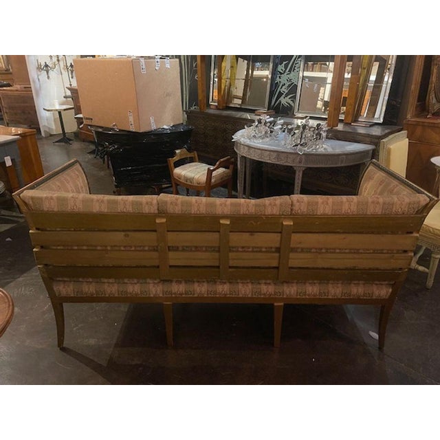 Wood 19th C. Swedish Carved and Painted Settee For Sale - Image 7 of 8