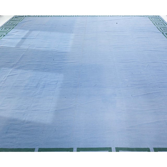 Blue Doris Leslie Blau Vintage Indian Dhurrie Rug For Sale - Image 8 of 9