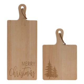 Merry Christmas Pine Tree Cutting Board (Set of 2) For Sale