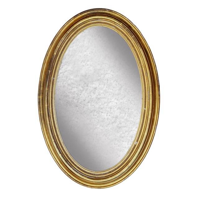 A Lovely 20th century, Antique Oval Giltwood Mirror w/Original Glass
