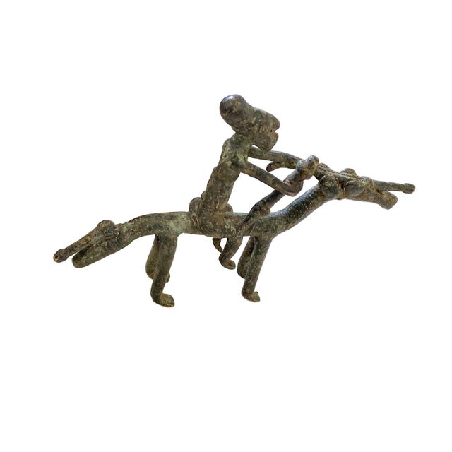 African Vintage African Dogon Bronze Sculpture of a Horseman Cast Handmade Mali For Sale - Image 3 of 6