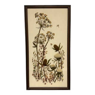 Mary Jo Morris Botanical Embroidery Textile Art, Vintage For Sale