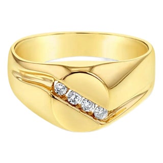 Diagonal Diamond Wedding Ring .10cttw 14k Yellow Gold, Size 11 For Sale