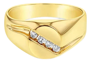 Diagonal Diamond Wedding Ring .10cttw 14k Yellow Gold, Size 11