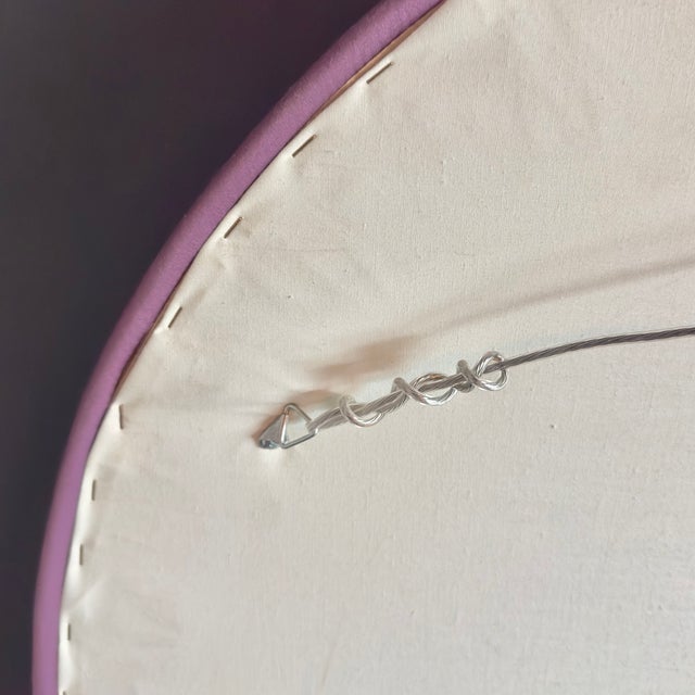 Purple Fabulous Custom-Made Mauve Ruched Silk Taffeta Oval Wall Mirror For Sale - Image 8 of 9