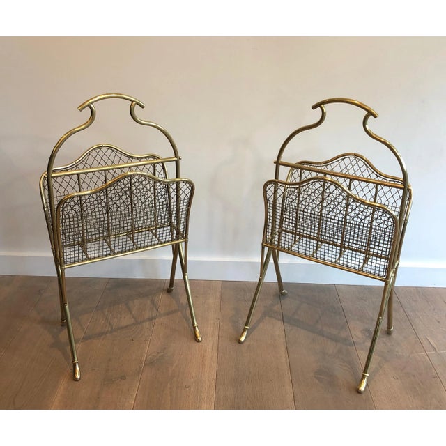 Maison Jansen Brass Magazine Racks Attributed to Maison Jansen - A Pair For Sale - Image 4 of 13