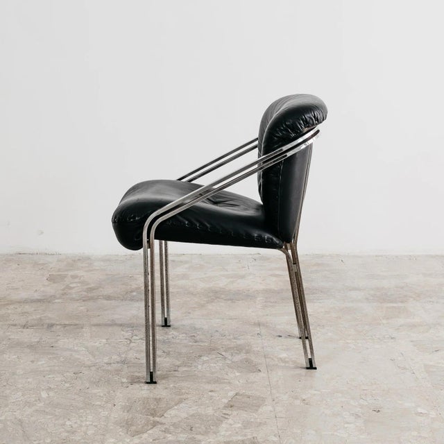 Modern Dining Armchairs in Steel and Leather from Mobil Girgi, 1970s, Set of 4 For Sale - Image 14 of 18