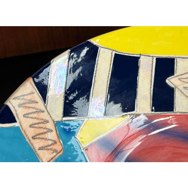 Vintage 1980's Postmodern Abstract Colorful Wall Charger For Sale - Image 4 of 7