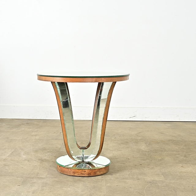 Brown French Vintage Mirrored Gueridon Side Table For Sale - Image 8 of 9