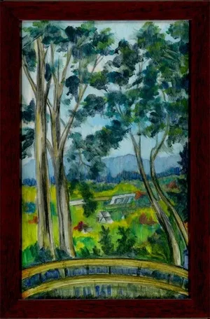 Framed Original Oil Landscape Painting, "Outlook" by Kathleen Ney