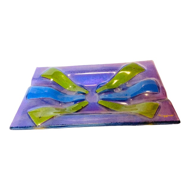 1950s Higgins Mid Century Purple Art Glass Tray Chairish