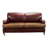 George Smith English Howard & Sons Signature Leather Sofa For Sale