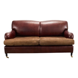 George Smith English Howard & Sons Signature Leather Sofa For Sale