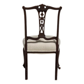 19th Century France Chippendale Cream Wood Lounge Chair For Sale