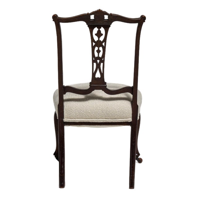 19th Century France Chippendale Cream Wood Lounge Chair For Sale