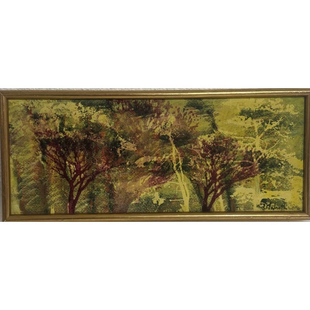 Mil Lubroth lived in New York, France, Oil on board Abstract expressionist Tree's in greens and purples Provenance:...