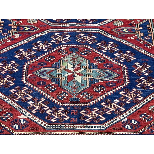Traditional Fine Antique Caucasian Sumak Rug 6’10” X 9’5” For Sale - Image 3 of 8
