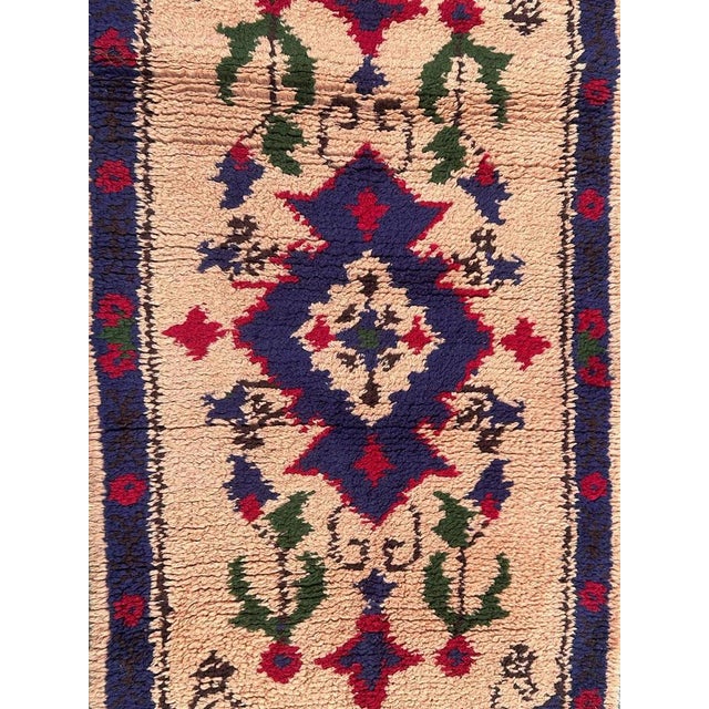 Beautiful mid century French hand knotted Cogolin rug with beautiful geometrical oushak design and nice colours with light...
