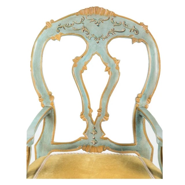 1990s 19th C Style Venetian Painted Italian Arm Chair For Sale - Image 5 of 5