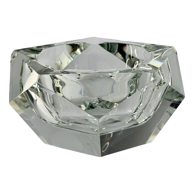 Murano Diamond Cut Sommerso Glass Ashtray, 1970s For Sale