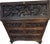 Beautifully hand carved walnut desk with battle and other scenes of Chinese life carved and three sides of the desk. Five...