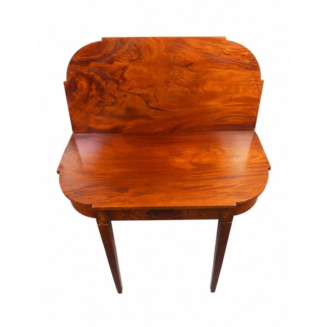 Early 19th Century Mahogany Demi Lune Shape Fold-Over Card Table With Mahogany Veneers For Sale In Houston - Image 6 of 7
