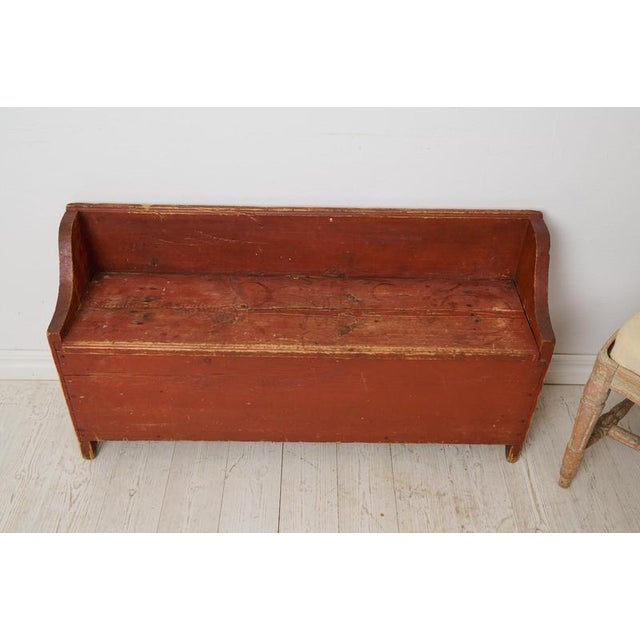 Brown Antique Swedish Folk Art Bench, 1800s For Sale - Image 8 of 10