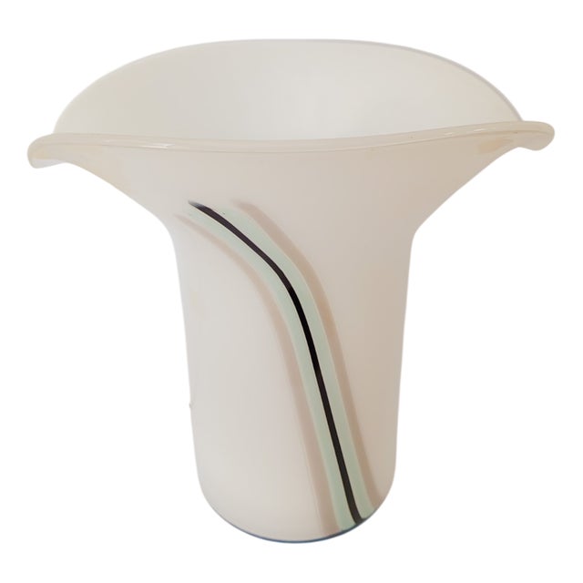 Calla Table Lamp in White Murano Glass from VeArt, 1980s For Sale