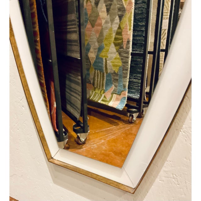 Revelation Contemporary White and Gold Elongated Wall Mirror For Sale - Image 4 of 6