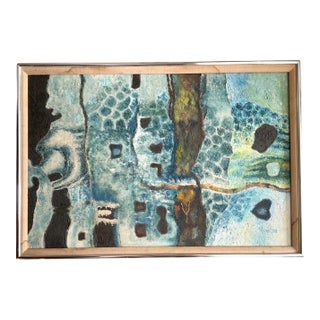 Vintage Framed Abstract Art on Board For Sale