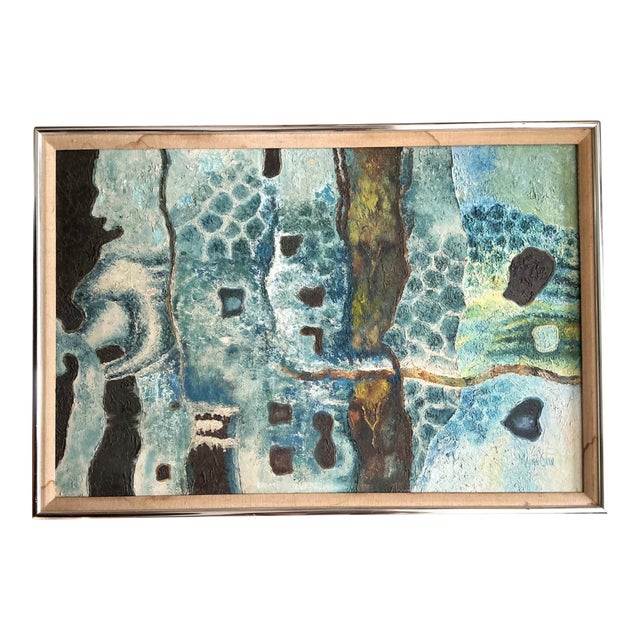 Vintage Framed Abstract Art on Board For Sale