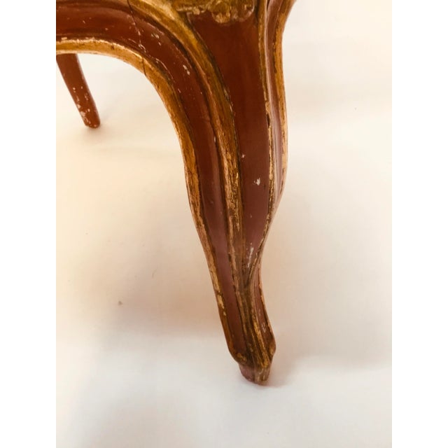 Red 19th Century Venetian Louis XV Style Painted and Gilt Armchairs- A Pair For Sale - Image 8 of 13