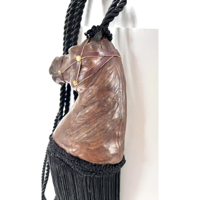 Vintage Leather Horse Head Tassel Tieback – Equestrian Curtain Lamp Decor For Sale - Image 4 of 12