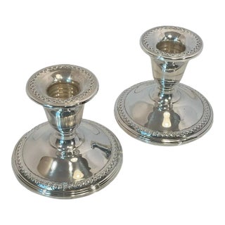 Vintage Rogers Sterling Silver Candlesticks- a Pair For Sale