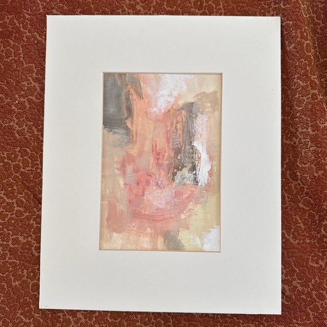 Abstract Original Abstract Acrylic Painting on Heavyweight Paper Matted and Framed For Sale - Image 3 of 4