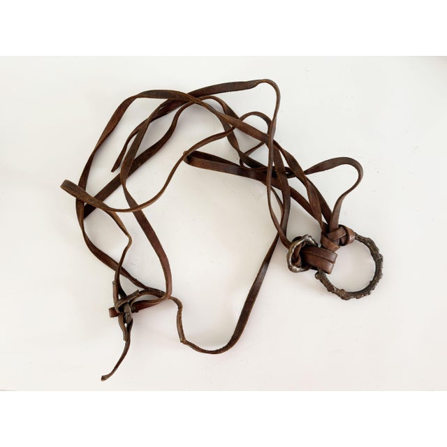 1950s Vintage Leather Harness Strap Wall Hanging Decor For Sale - Image 5 of 7